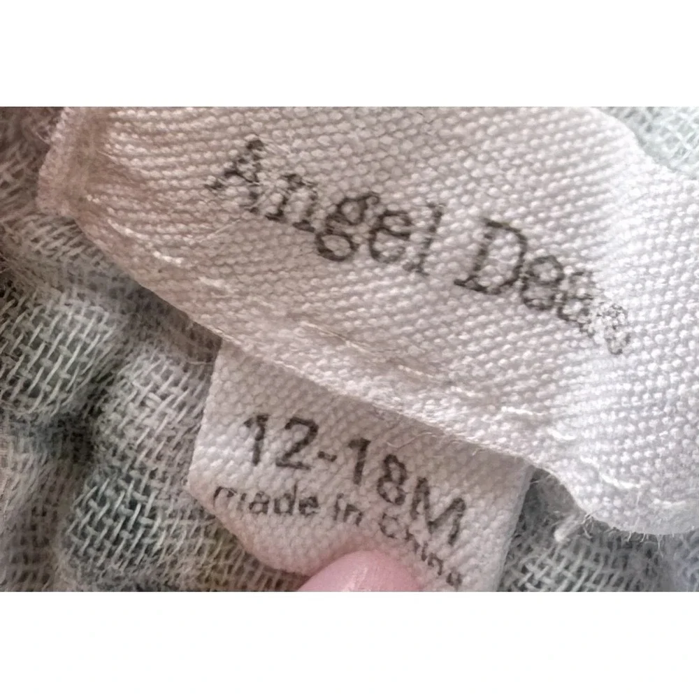 Angel Dear Soft 100% Cotton Button-Up Light Blue Floral Baby Romper Sz 12-18 Mos